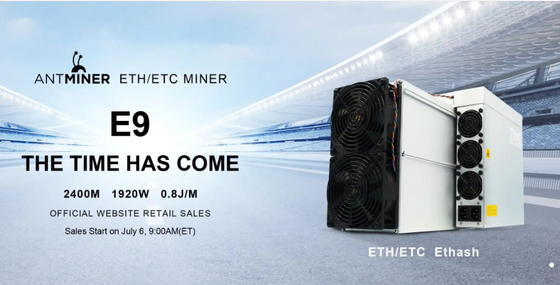 Minatore E9 2400m ETH Antminer E9 2.4Gh del punto ETH ecc dall'algoritmo di EtHash di estrazione mineraria di Bitmain
