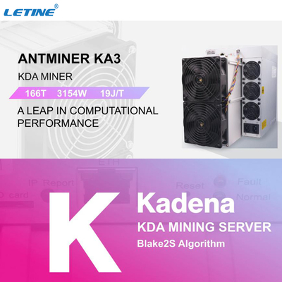 profitto 100USD del antminer più potente ka3 KDA Blake2S del minatore di raffreddamento a aria 166Th più