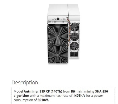 Minatore della catena del blocchetto di Antminer S19 XP del minatore di Bitmain BTC dell'interfaccia Ethernet 140Th