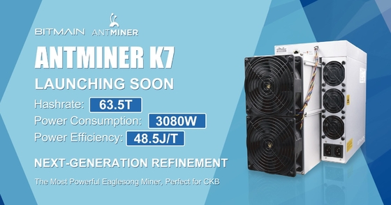 Minatore 63.5Th 3080W Hashrate massimo 63.5Th/S di Bitmain Antminer K7 CKB Asic
