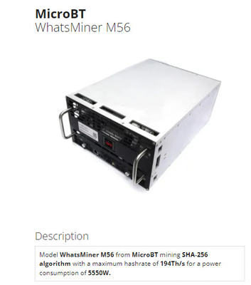 Idro acqua di raffreddamento che raffredda il minatore di Whatsminer M56 188T 194T 212T BTC Bitcoin Asic