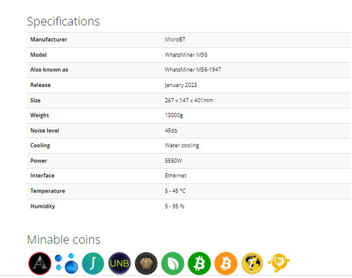 Idro acqua di raffreddamento che raffredda il minatore di Whatsminer M56 188T 194T 212T BTC Bitcoin Asic