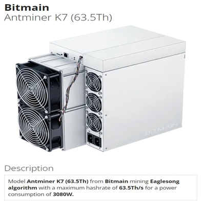 BM di riserva K3 Goldshell KD del iBelink del minatore del minatore 63.5th/s Ckb di Antminer K7 del minatore di Bitmain Asic massimo