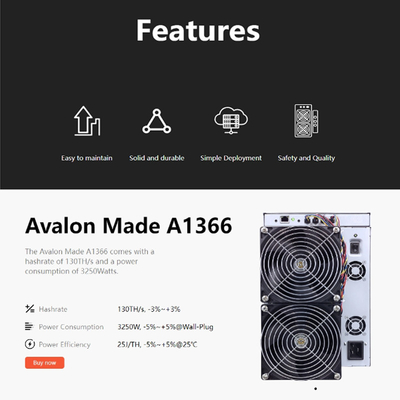 Minatore With Power Supply di A1346 A1366 Canaan Avalon Miner 1346 110T Bitcoin