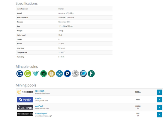 macchina d'estrazione di 9050M 9500M 75db Bitmain Asic Antminer L7 Scrypt