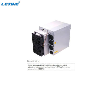 2839W Bitmain Asic Antminer D9 1770Gh dall'algoritmo di estrazione mineraria X11 di Bitmain