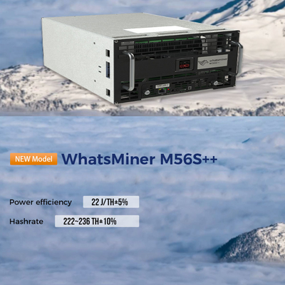 WhatsMiner M56S M56S++ MicroBT che estrae algoritmo SHA-256 con un hashrate massimo