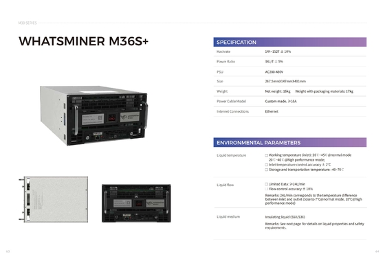 Idro collegamento di raffreddamento di Ethernet di MicroBT Whatsminer M36s 174t 222t per il raffreddamento industriale