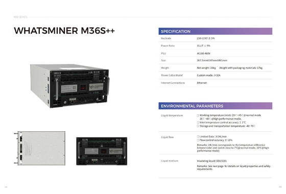 Idro collegamento di raffreddamento di Ethernet di MicroBT Whatsminer M36s 174t 222t per il raffreddamento industriale