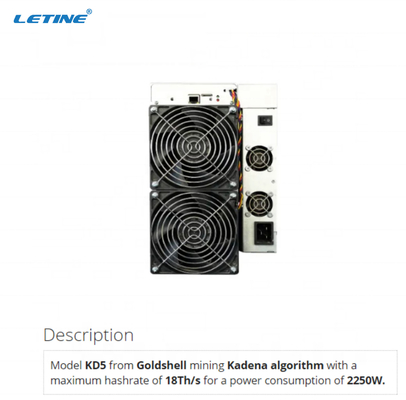 Di Kadena diciottesima 2250W Goldshell Antminer KD5 KDA Ethernet dell'interfaccia di algoritmo