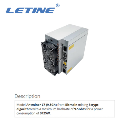 Consumo della macchina d'estrazione del doge di Bitmain Asic Antminer L7 9500Mh/s LTC di minatore di 3425W Asic