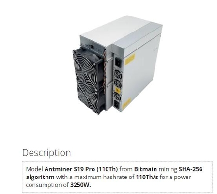 Minatore Bitmain Antminer S19 PRO 110Th S19A usato pro 110T Bitcoin di Sha256 BTC