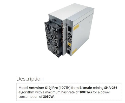 Pro 100Th Bitmain Asic BTC minatore di riserva S19 100Th/s di estrazione mineraria SHA256 di Antminer S19j