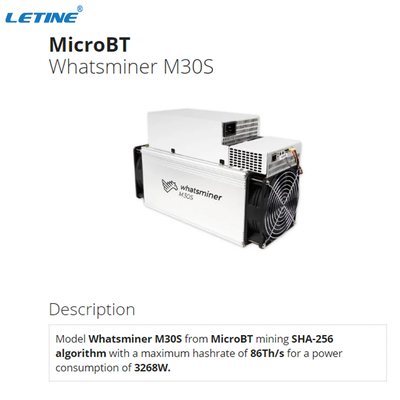 Algoritmo 3268W M31S M32S M21S di M30S MicroBT Whatsminer M31S+ 86Th/S SHA-256
