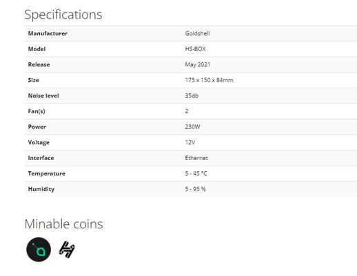 Minatore Goldshell Algorithm Handshake Blake2B-Sia 470Gh 230W di Asic della HS-scatola
