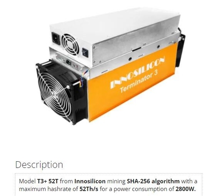 Minatore SHA-256 di T3+ 39T 43T 50T 52T 57T Innosilicon Asic