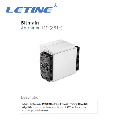 Alta macchina d'estrazione di algoritmo BTC di profitto SHA-256 di Bitmain Asic Antminer T19 88T 3344W simile S19