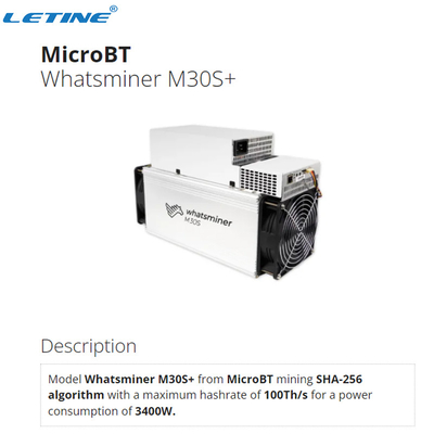 interfaccia Ethernet 75db dei minatori 3400W M30s SHA 256 di 100Th/S M30s+ Asic