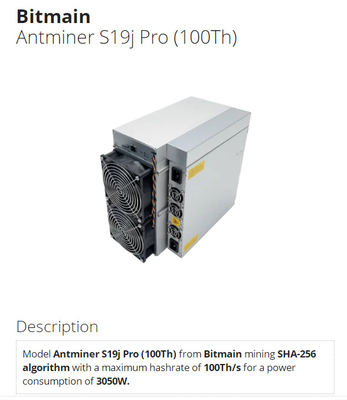 Di Bitmain Aisc pro 110T SHA-256 BTC antminer s19 pro 104T 96T 95T del minatore del minatore S19J