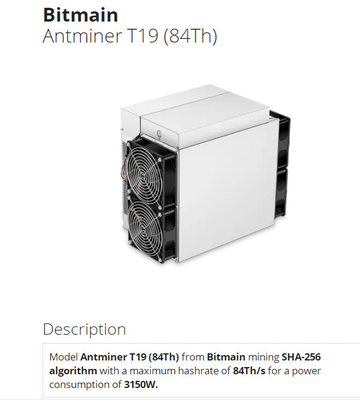 3040 watt SHA-256 Bitmain Antminer T19 84T 86T 88T