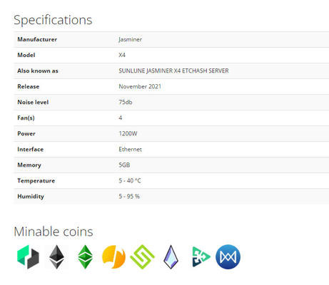 Minatore asic cripto di JASMINER X4 2.5GH 5GB ETH ecc 1200W ETCHASH ETHHASH