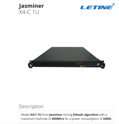 Minatore 450Mh 240W di Jasminer X4-C 1U EtHash Asic per i siti professionali della stanza domestica di IDC