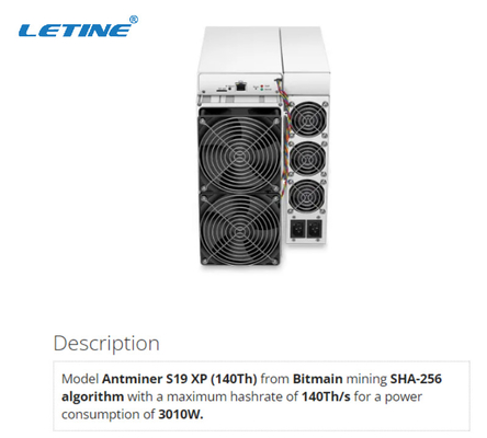 Alto algoritmo 3010W di Bitmain Antminer S19 XP 140Th SHA 256 della macchina d'estrazione di Bitcoin di profitto