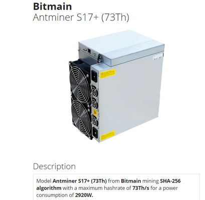 BTC conia il gruppo di alimentazione di Bitmain Antminer S17+ 73T della macchina d'estrazione di Bitcoin allegato