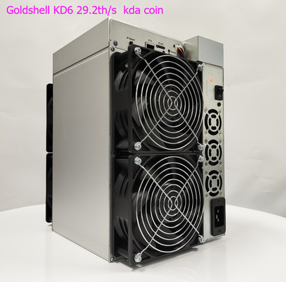hashrate 29.2Th/s del goldshell KD6 da Goldshell che estrae algoritmo di Kadena un consumo di energia di 2630W.